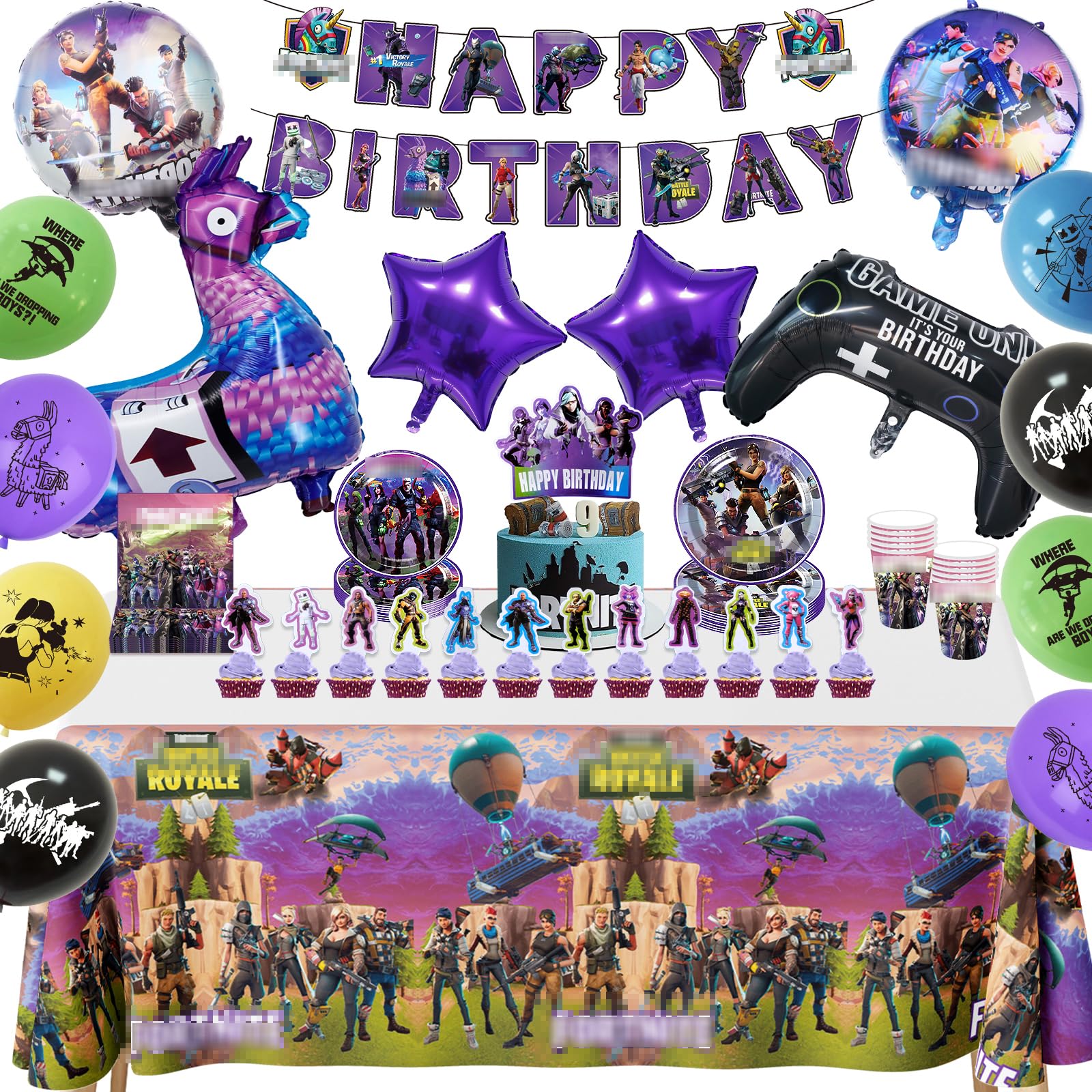 52 Pcs Vaisselle De Fête De Jeu Vidéo,Ensemble De Fournitures