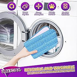 Reusable Mop Pads Refills for Swiffer WetJet, Wet Pads Refill Microfiber Mop Replacement Machine Washable Up to 100 Times for Floor Cleaning Wet Dry Use for All Floor Types, 6 Pack
