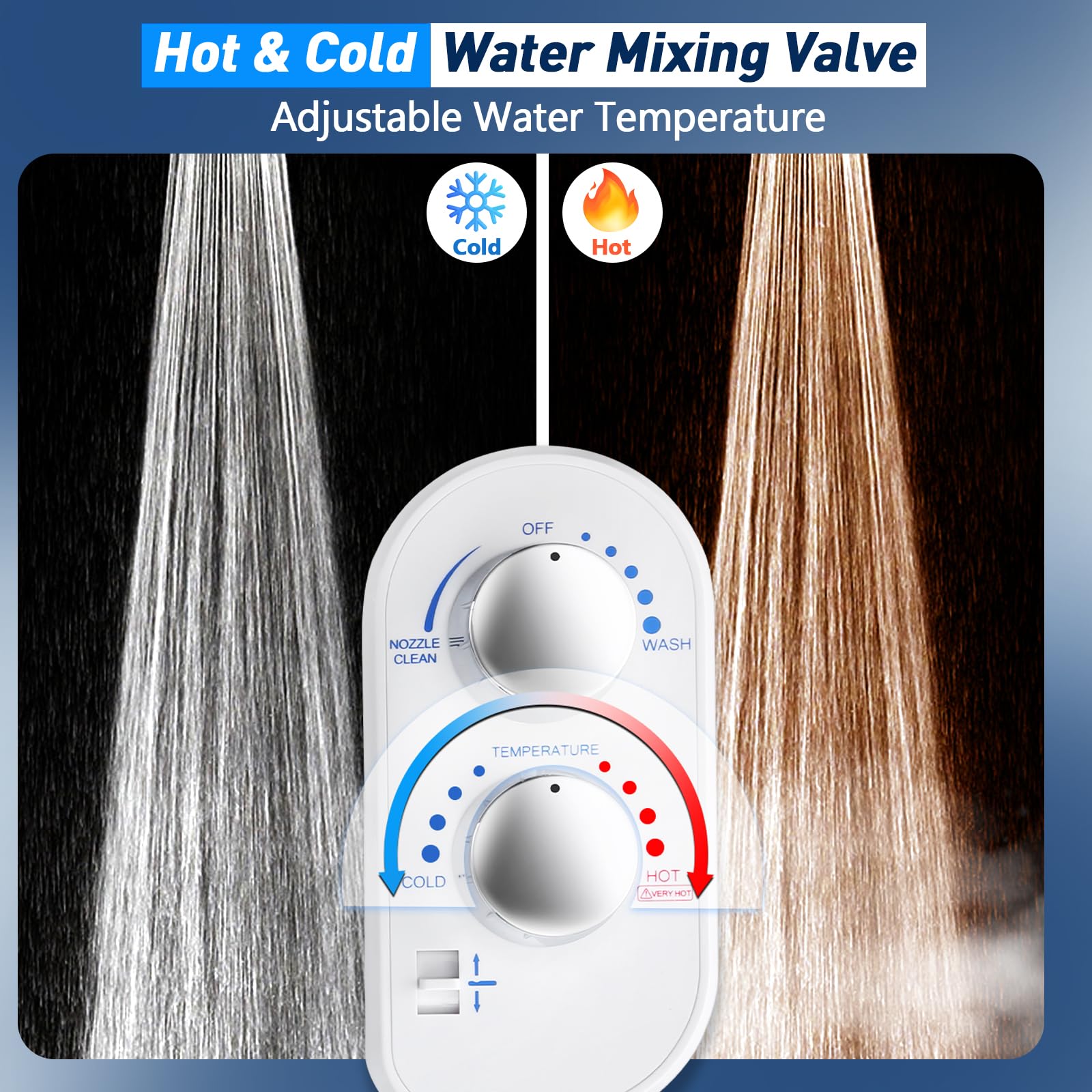 Upgraded Hot Cold Bidet Attachment - Front Rear Wash Adjustable Water Pressure with Self-Clean Retractable Single Nozzle Non-Electric — view 2