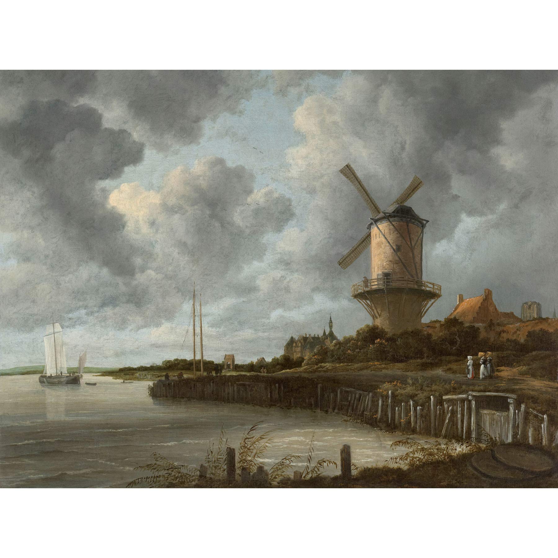 Artery8 Van Ruisdael Windmill Wijk Bij Duurstede Painting Premium Wall Art Canvas Print 18X24 Inch