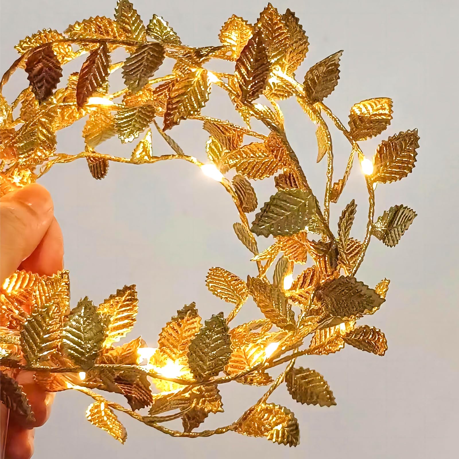 RevpoltIQ Golden Leaves Fairy String Lights, 3M/10ft 30LEDs Battery Operated Golden Leaf String Lights Fairy Decorative Lights for Indoor Outdoor Home Garden Birthday Party Wedding