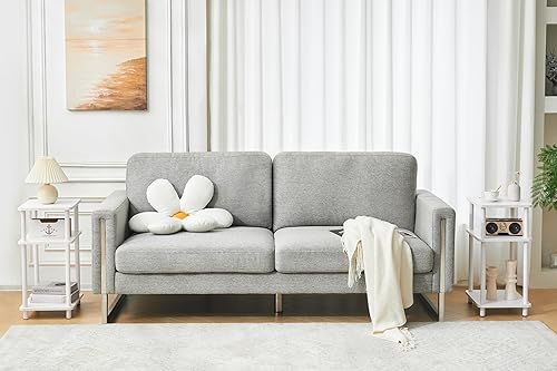 Miniatura 6 de Apicizon Mesa auxiliar de 3 niveles, mesa auxiliar con estante de almacenamiento, mesa de madera pequeña, mesita de noche para espacios pequeños,