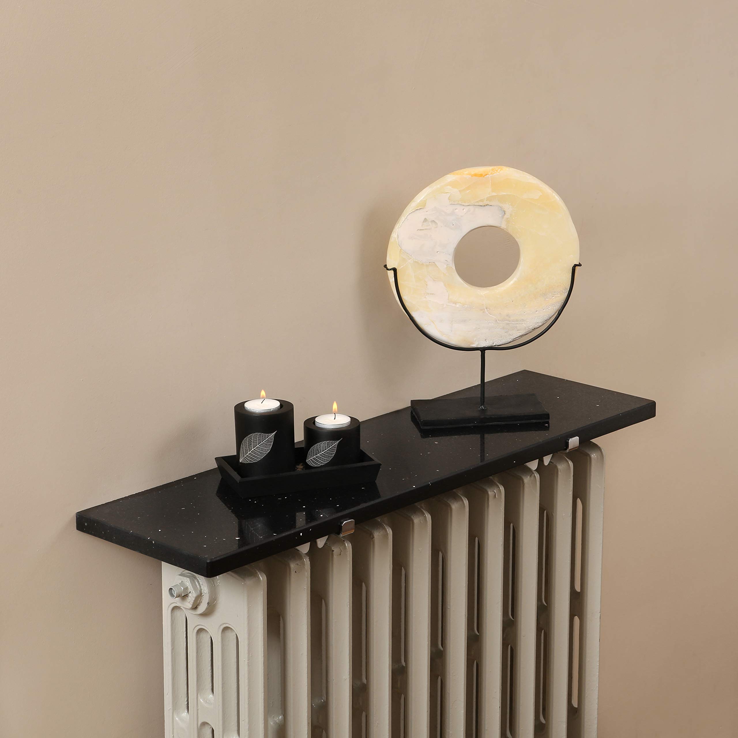 Tablette de radiateur en quartz Nero Galactica poli de 20x60 cm pour habillage de chauffage