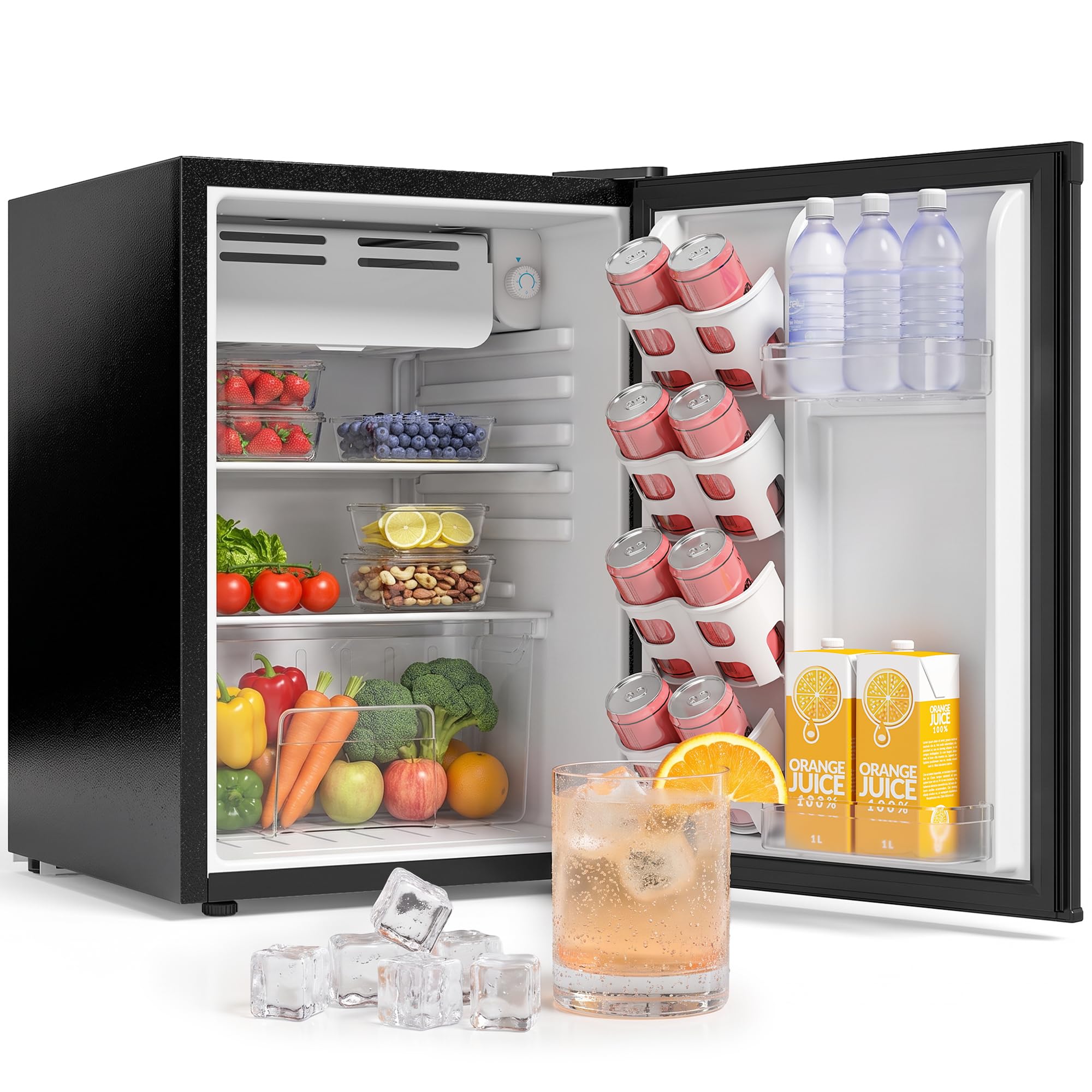 HOMCOM Frigorifero Piccolo 72.5L con Scomparto per Ghiaccio, 43 dB, Nero