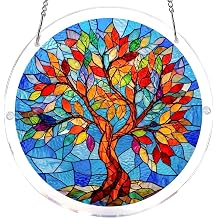 Acrylic Puzzle Suncatcher, Tree of Life Suncatcher Puzzle Stained Glass Acrylic Jigsaw Window Hanging, DIY Sun Catcher Puzzle with Unique Irregular Pieces, Home Decor Gift for Women Mom M