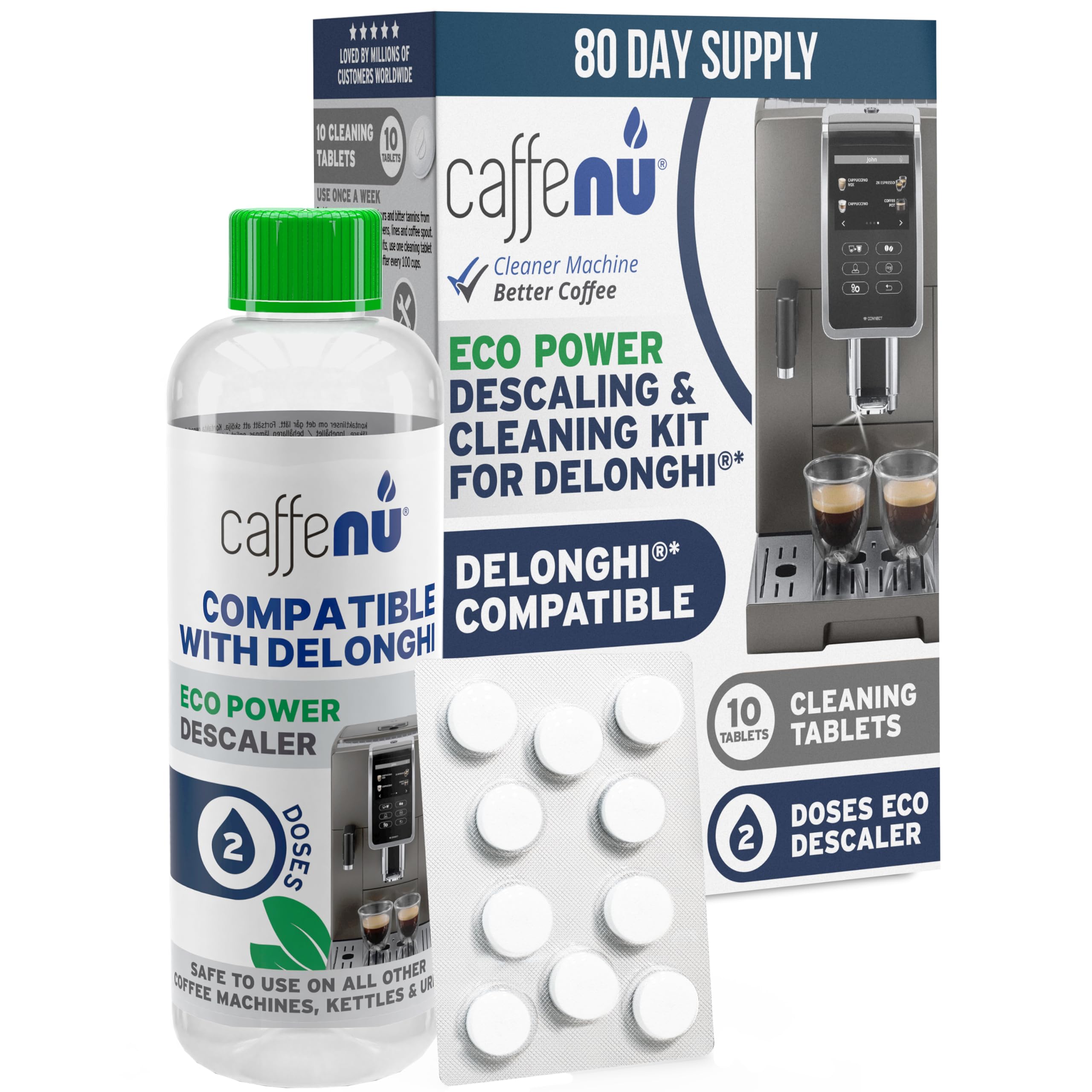 Caffenu DeLonghi Compatible Descaler Kit 200ml & 10 Cleaning Tablets