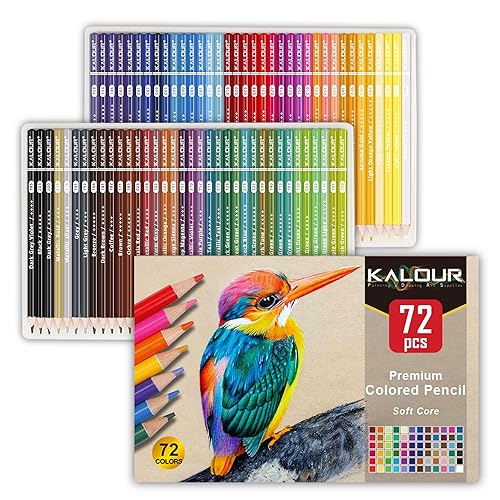KALOUR 72 Count Colored Pencils for Adult Coloring Books, Soft Core,Ideal for Drawing Blending Shading,Color Pencils Set Gift for Adults Kids Beginners - 72
