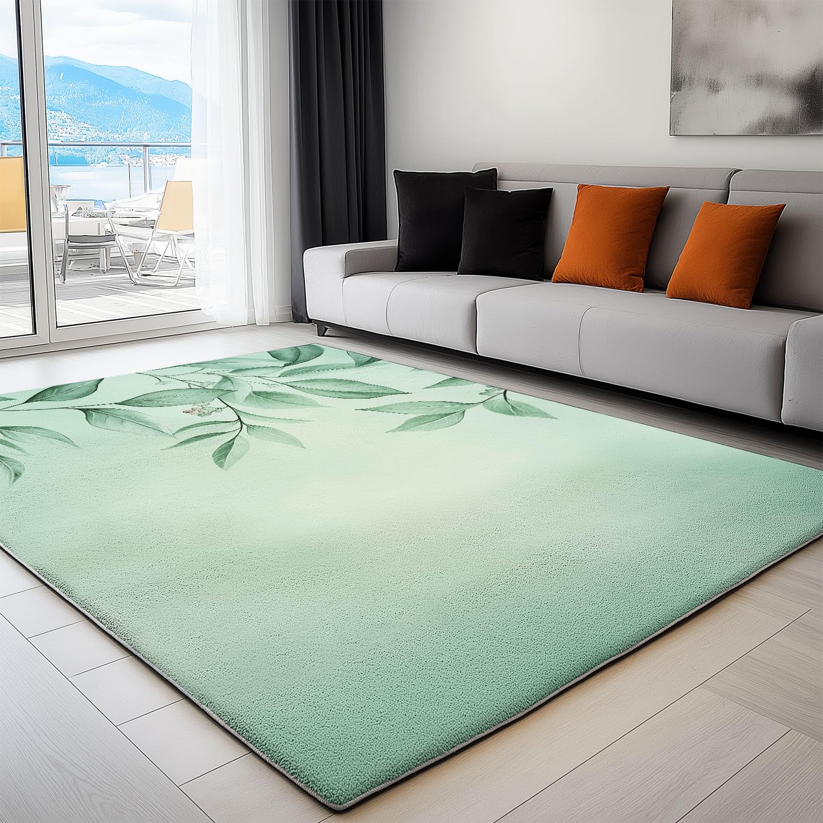 Tappeto Salotto Moderno Vitigni di foglie disegnati a mano Tapeto a Pelo Corto Poliestere Antiscivolo Lavabile blu - per Corridoio Cucina Tavolino Da Salotto Bagno- 180 x 240 cm