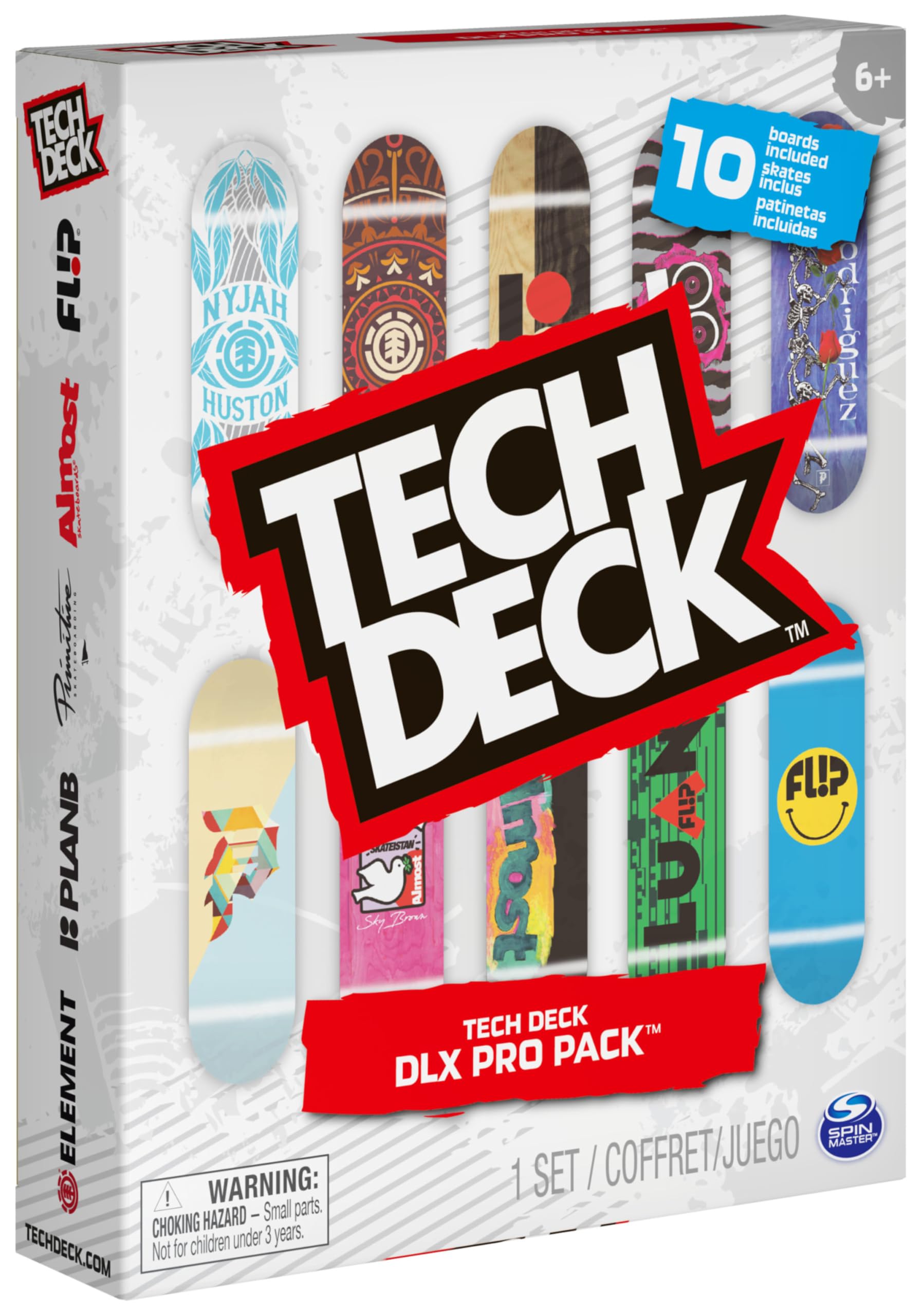 TECH DECK - FINGER SKATE - PACK 10 TABLAS - Auténticos Mini Skates para Dedos 96 mm para Fingerboarding DLX Pro Coleccionables - 6061099 - Juguetes Niños 6 años+