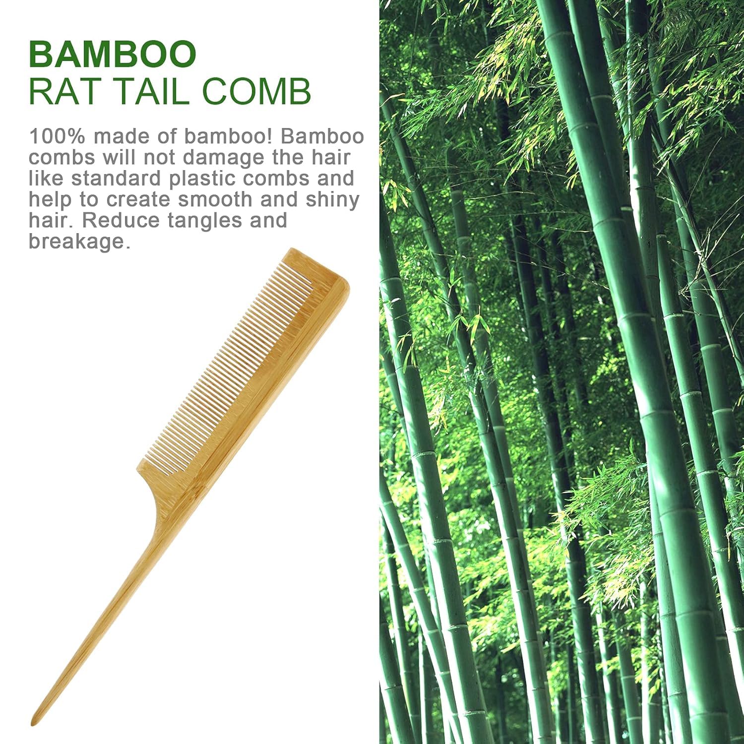 VIZARO Bamboo Hair Brush for Hair Growth Massaging Scalp Detangling Hairbrush Comb for Women Mens -Wooden Paddle Hairbrush for All Hair Types (Tail) 2