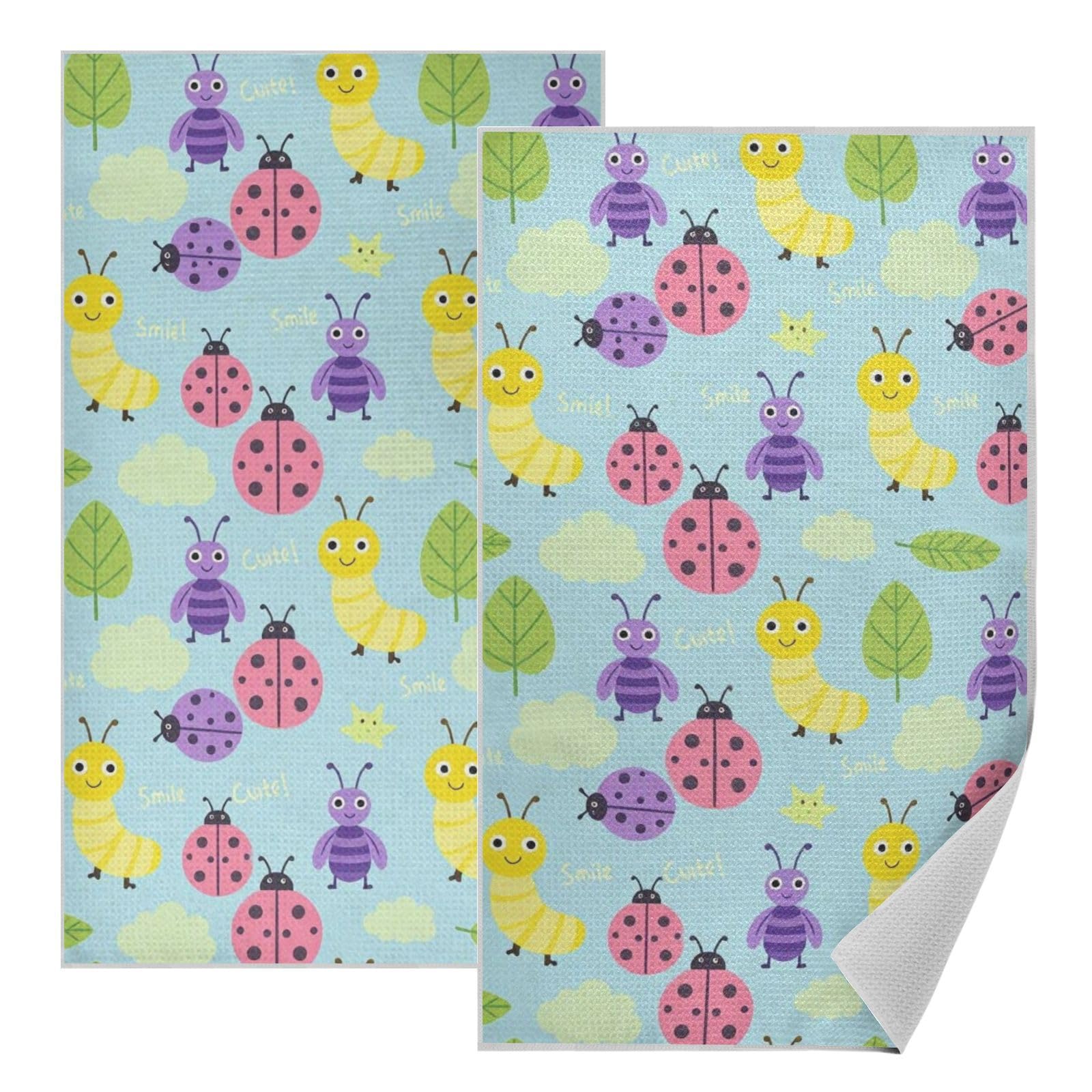 Toallas de gofre absorbentes para té y mesa con diseño primaveral (Paquete de 2)