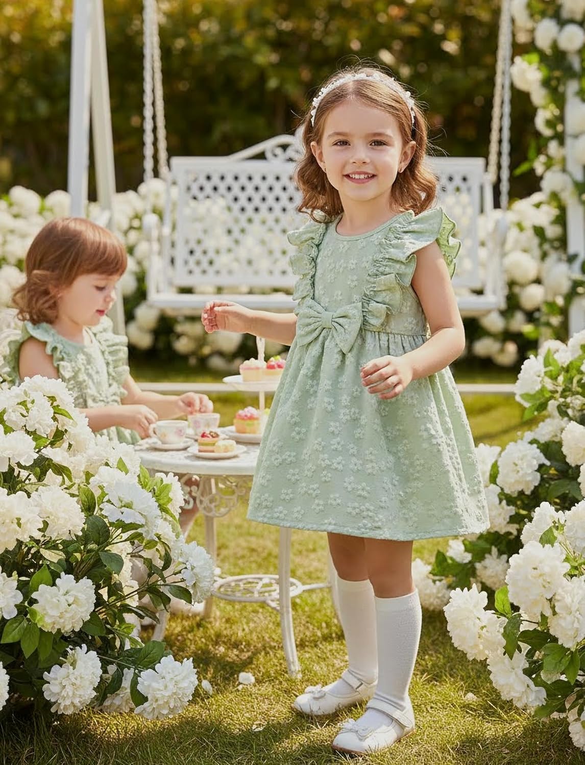 PATPAT Toddler Baby Girls Summer Dresses Spring Clothes Flower Sundress Ruffle Sleeve Bowknot 3-24 Months - Image 5