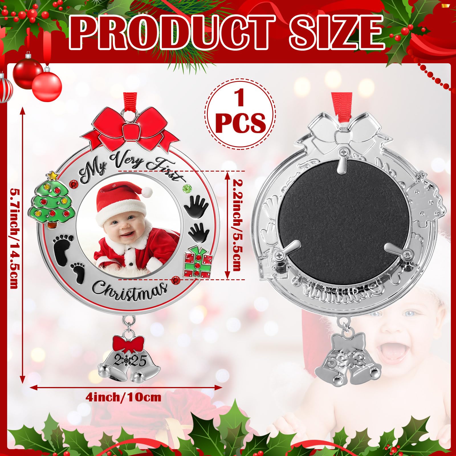 Amazon.co.jp: Baby's First Christmas Photo オーナメント 2025 My