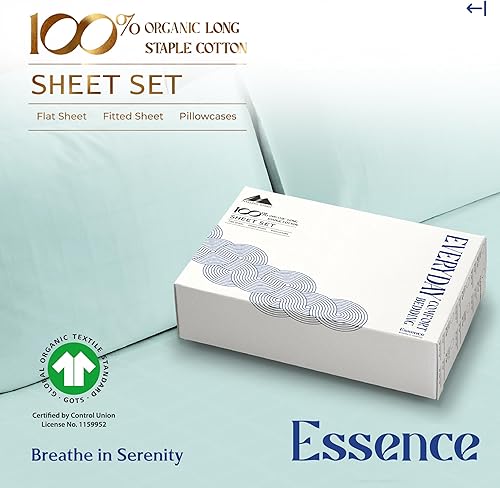 Miniatura 104 de Mayfair Linen Juego de sábanas de percal de 100 % algodón orgánico, suaves y frescas, con bolsillo profundo de 16 pulgadas, tamaño individual