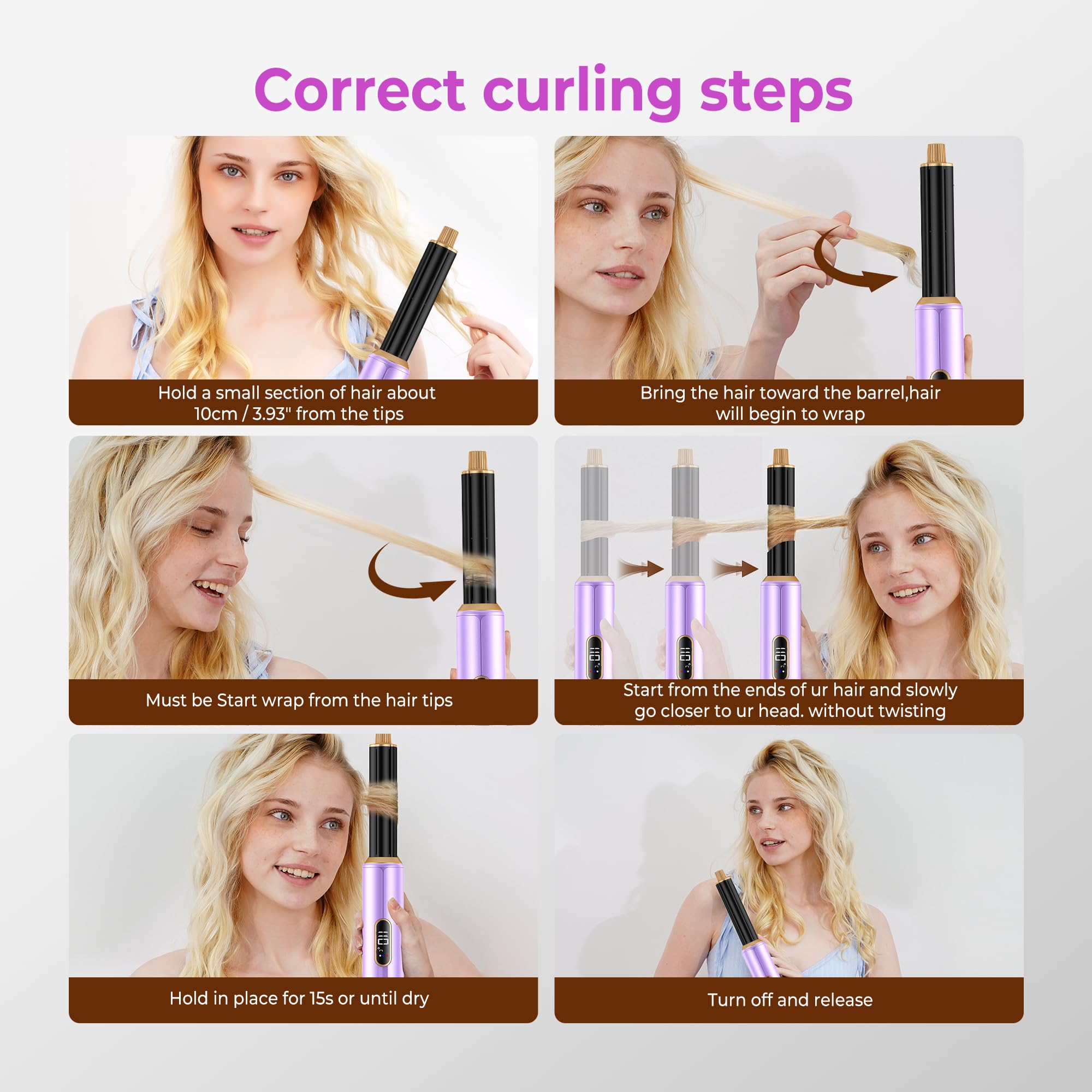Neue Airstyler 5 in 1 Föhnbürste Set, Ionen Hairstyler mit 30mm Warmluft-Lockenstab | 1000W Haartrockner für Volumen, Trocknen, Glätten & Locken | 3 Temperaturstufen (50°C-105°C) für Alle Haartypen