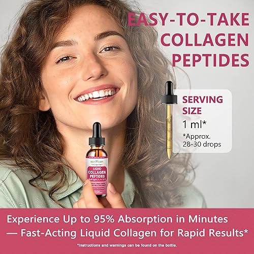 Miniatura 5 de Péptidos de colágeno líquido, multicolágeno para mujeres tipo I, II, III, V, X con glucosamina, MSM, ácido hialurónico, péptidos de colágeno