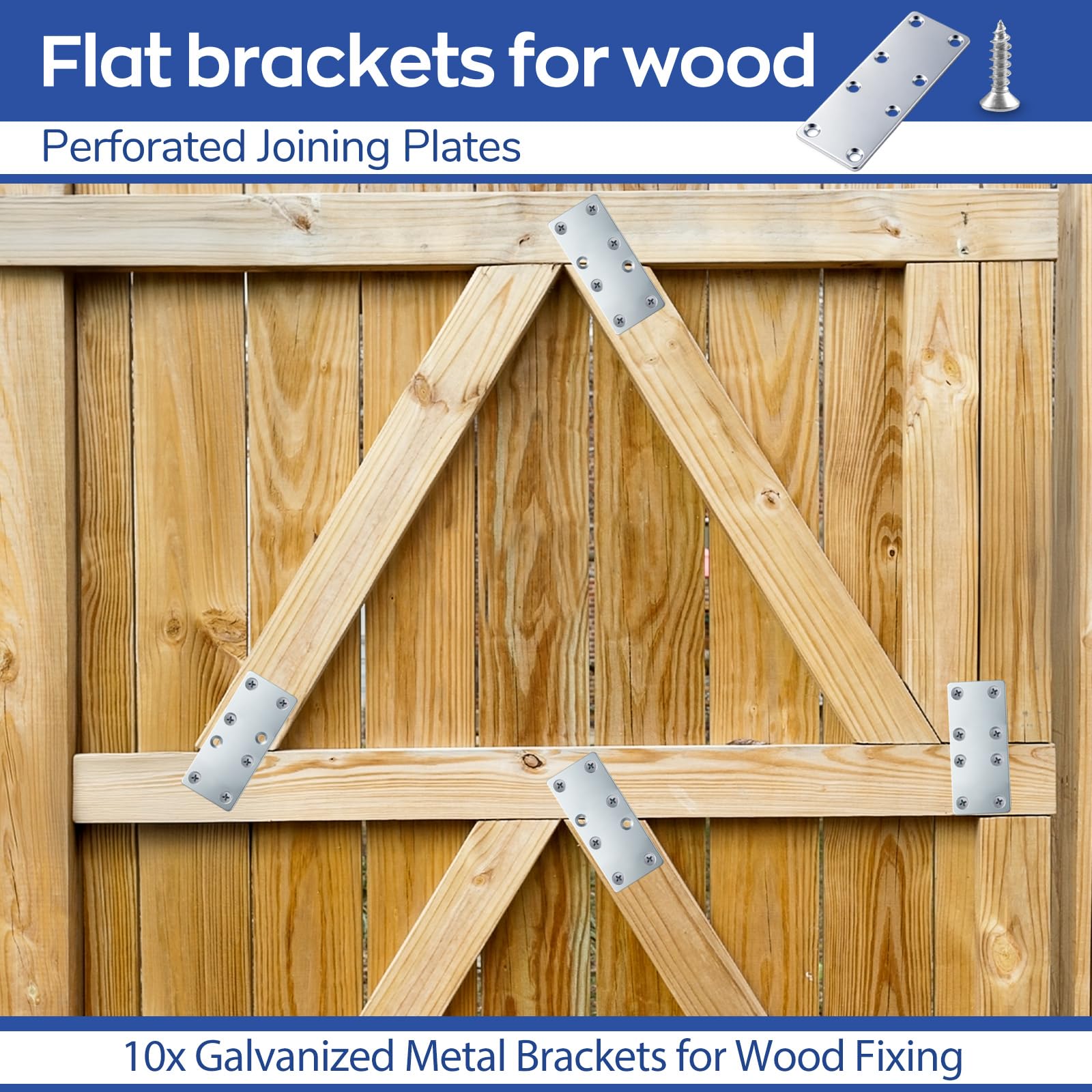Xyxu Flat Brackets for Wood 10pcs 140 × 50 × 2mm Flat Joining Plates, Sleeper Bracket Heavy Duty - Image 4