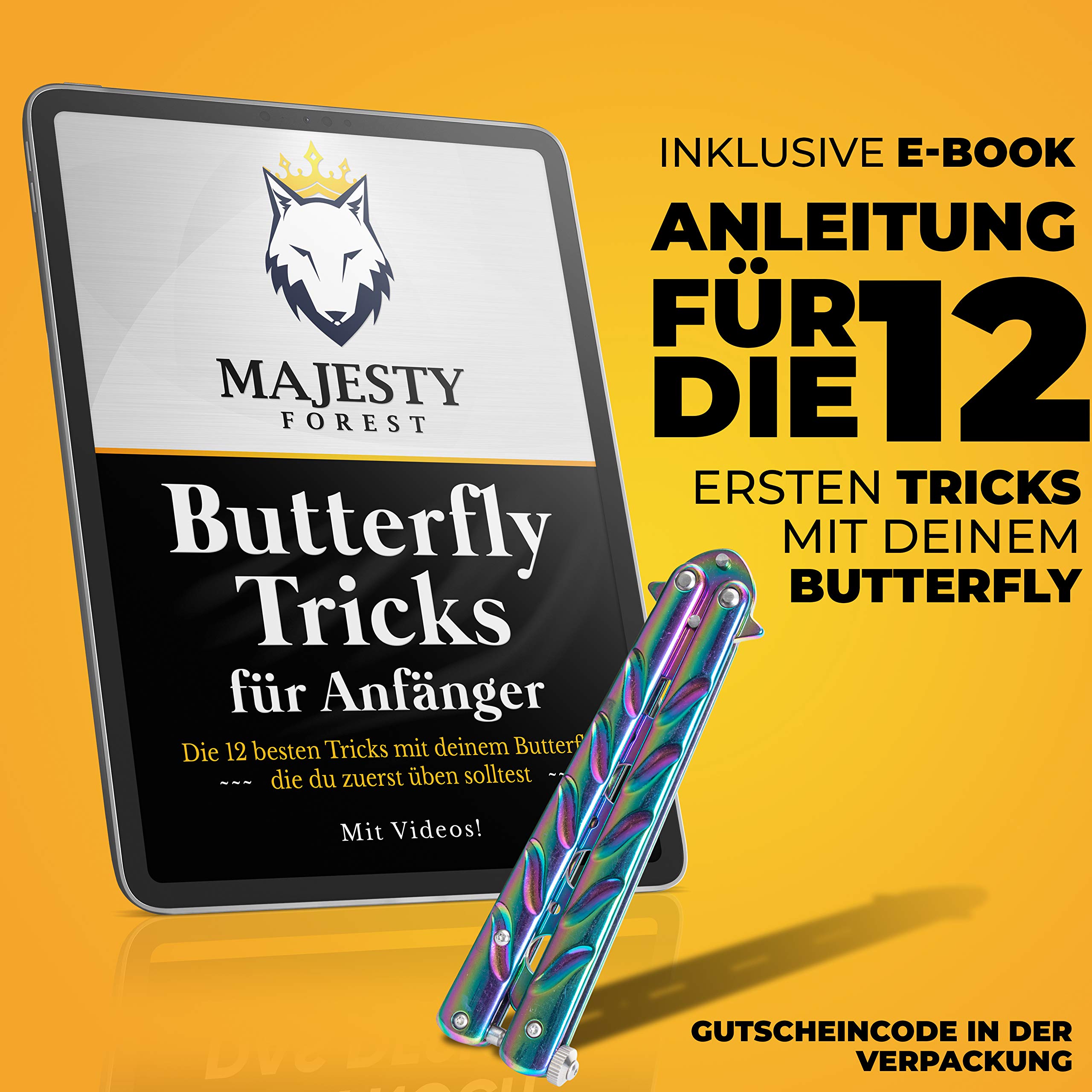 Balisong Cuchillo Mariposa Entrenamiento Sin Filo Hoja Roma Butterfly Trainer Rainbow