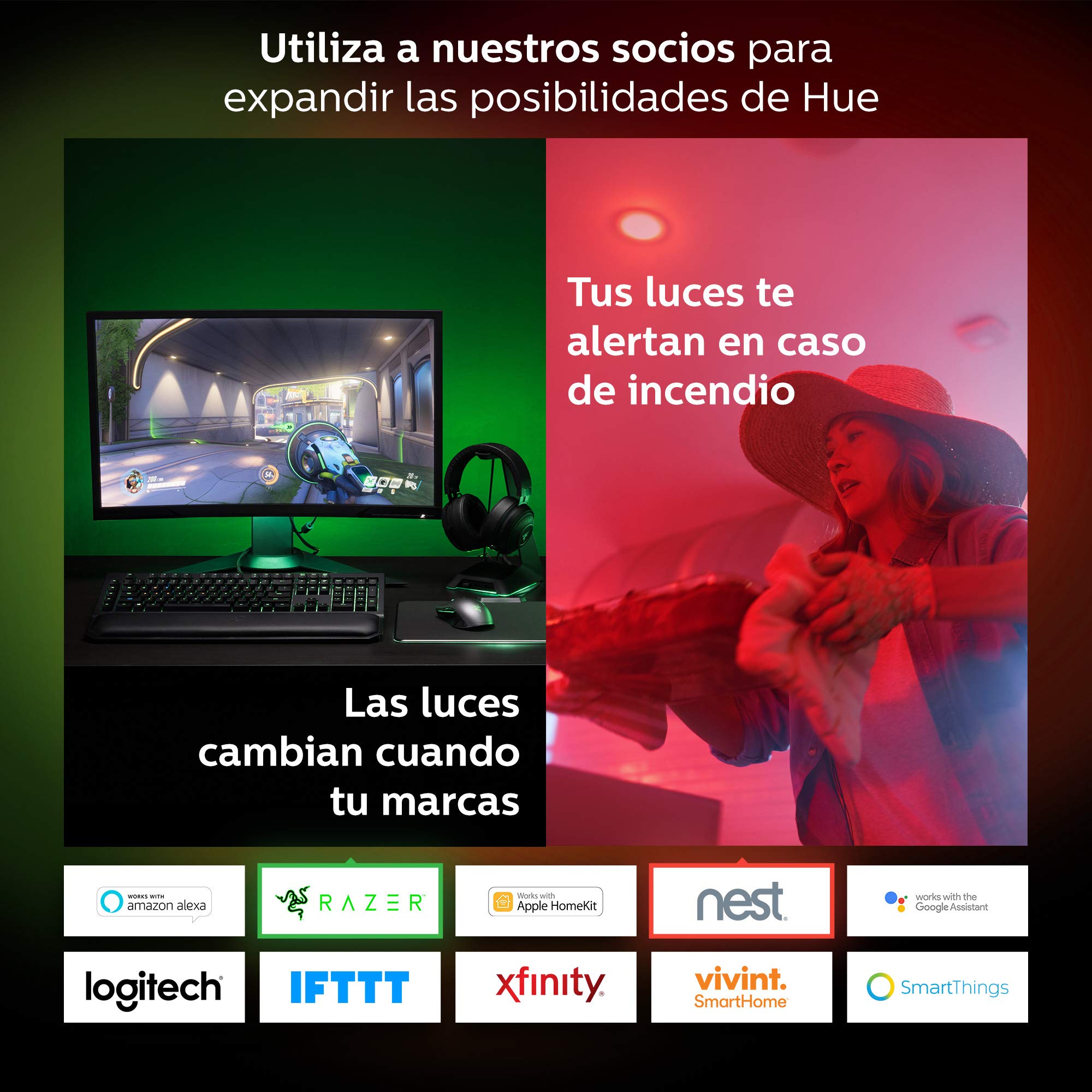 Philips Hue Pack 2 Bombillas Inteligentes LED E14, Luz Blanca, Compatible con Alexa y Google Home, 6.5 W, White and Color Ambiance