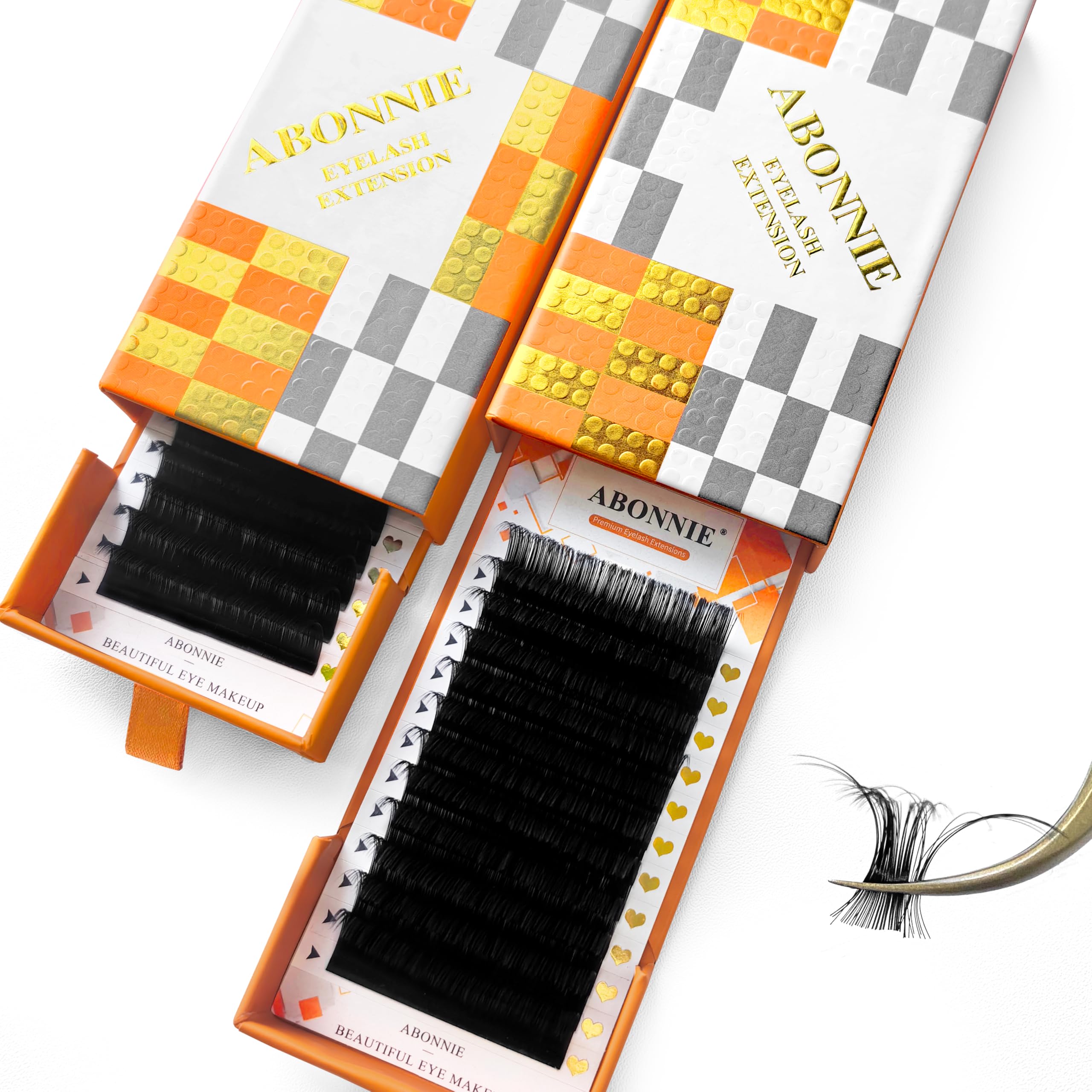 ABONNIE Classic Lash Extensions, Premium Cashmere Individual lash extensions, 0.07 Thickness D Curl Lash Extensions, 10mm Lash Tray, Semi Permanent