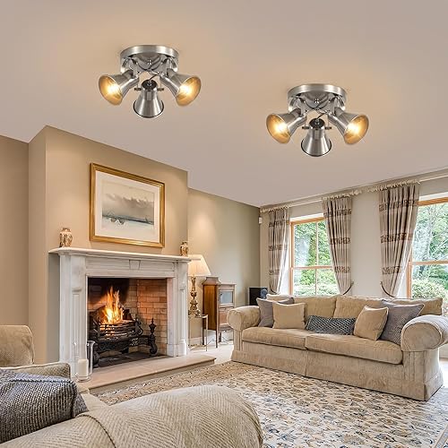 Miniatura 5 de SEEBLEN Morden - Iluminación industrial de 3 luces, luz de techo redonda ajustable para cocina, pasillo, comedor, baño, barra de café