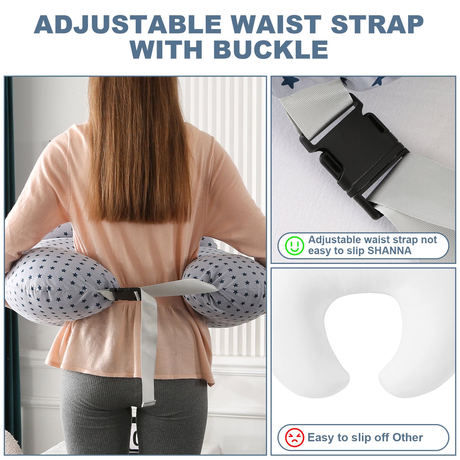 Cuscino Per Allattamento Ergonomico Extra Large Con Federa In Cotone - Cintura Regolabile, Morbido E Multiuso (Nuvole)