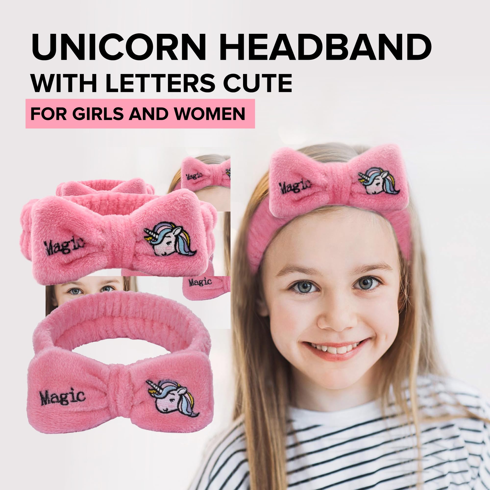 Unicorn Hair Band, with Letters Cute and Wide for Women and Girls, Omg Turban Elasticated Fleece Make-Up Gift Idea - Image 2