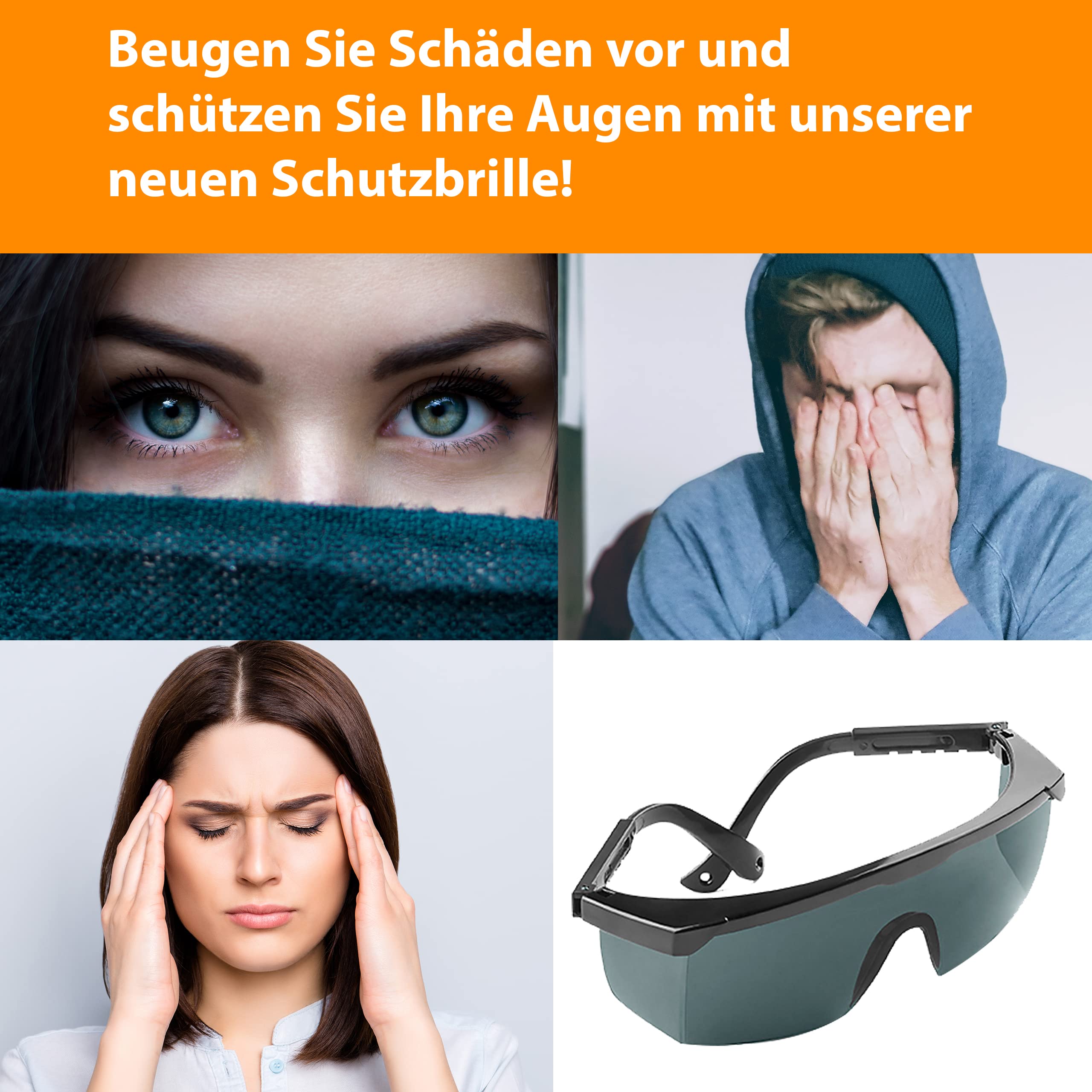 UV Pulse Protect 700 PSA/PPE – UV Schutzbrille auch für Schutz vor Rotlicht & IPL Haarentfernung I zertifizierter Augenschutz nach DIN 166, DIN 170 & ISO 12609, Arbeitsbrille mit Seitenschutz & Bügeln