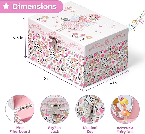 Miniatura 10 de Jewelkeeper Caja de almacenamiento musical de joyería para niña con unicornio giratorio diseño de arcoíris con purpurina y estrellas The Beautiful