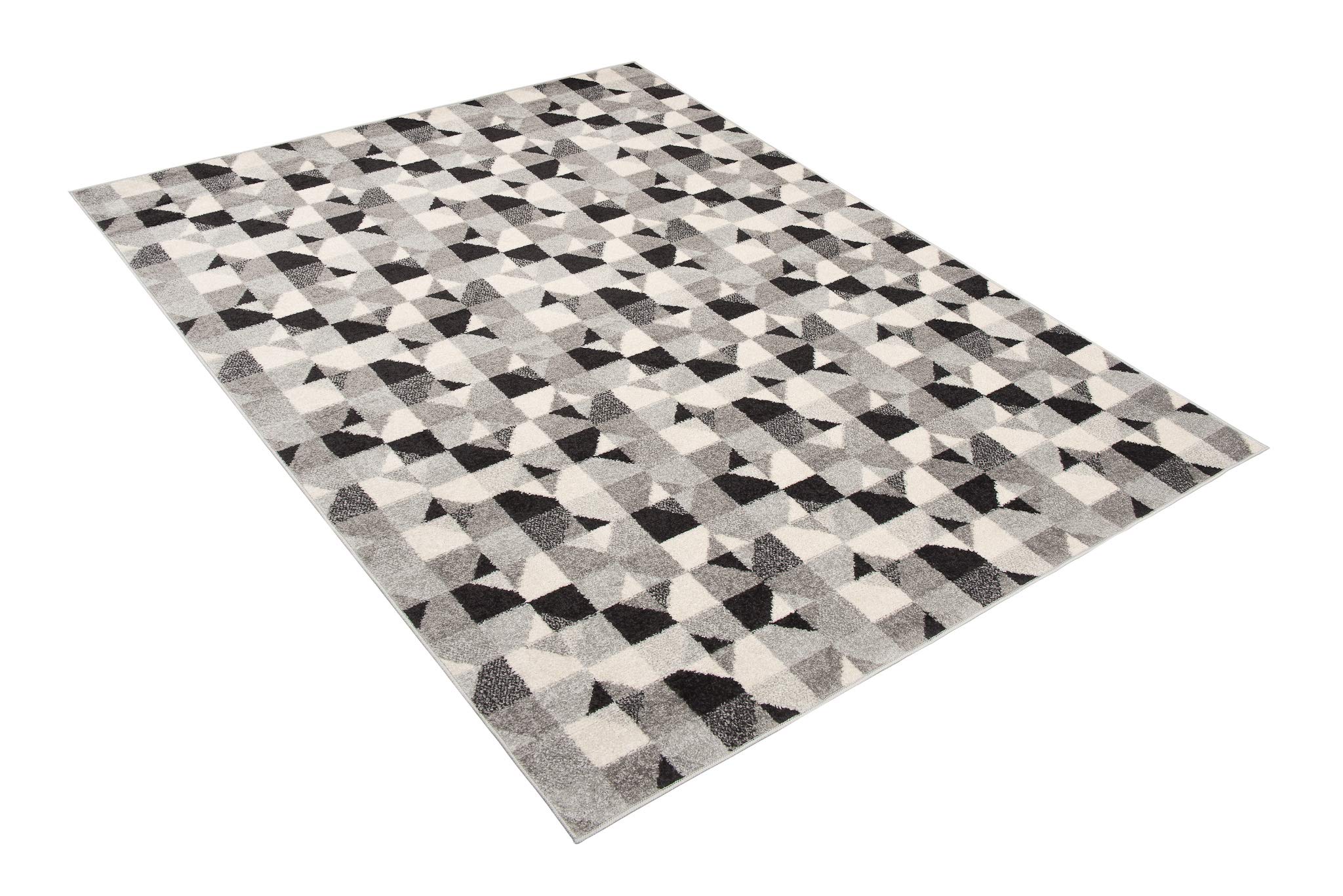 Tapiso LAZUR dywan do salonu, krótkie runo, nowoczesne wzornictwo, geometryczne figurki, kolor czarny, szary, kremowy, sypialnia, Ökotex 200 x 290 cm