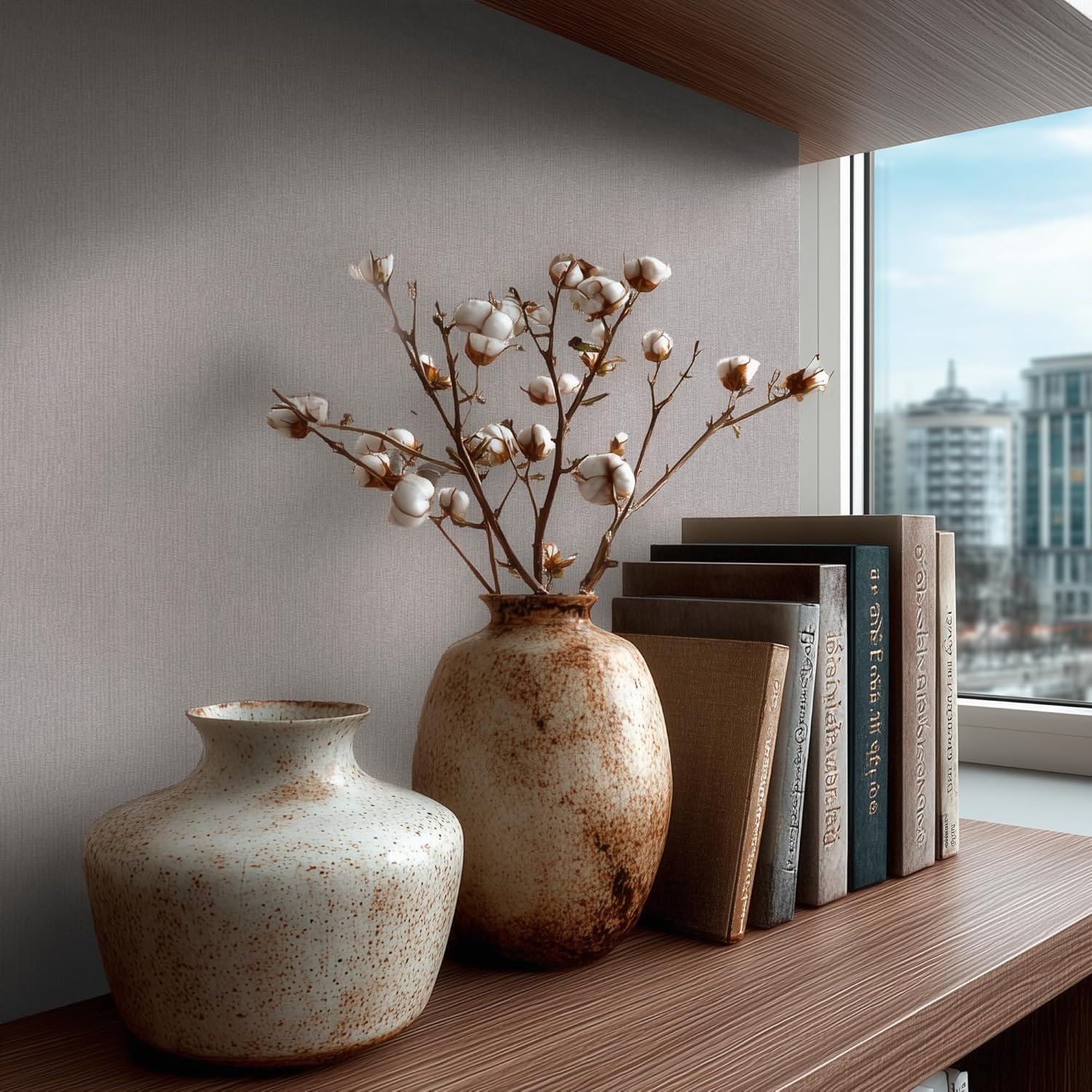 Livingwalls A.S. Création Vibes & Styles Non-Woven Wallpaper, Warm Atmosphere with Botany, Geometry and 3D Look, Vinyl Surface, Plain Wallpaper, Woodchip, 10.05 m x 0.53 m, Grey - 790103