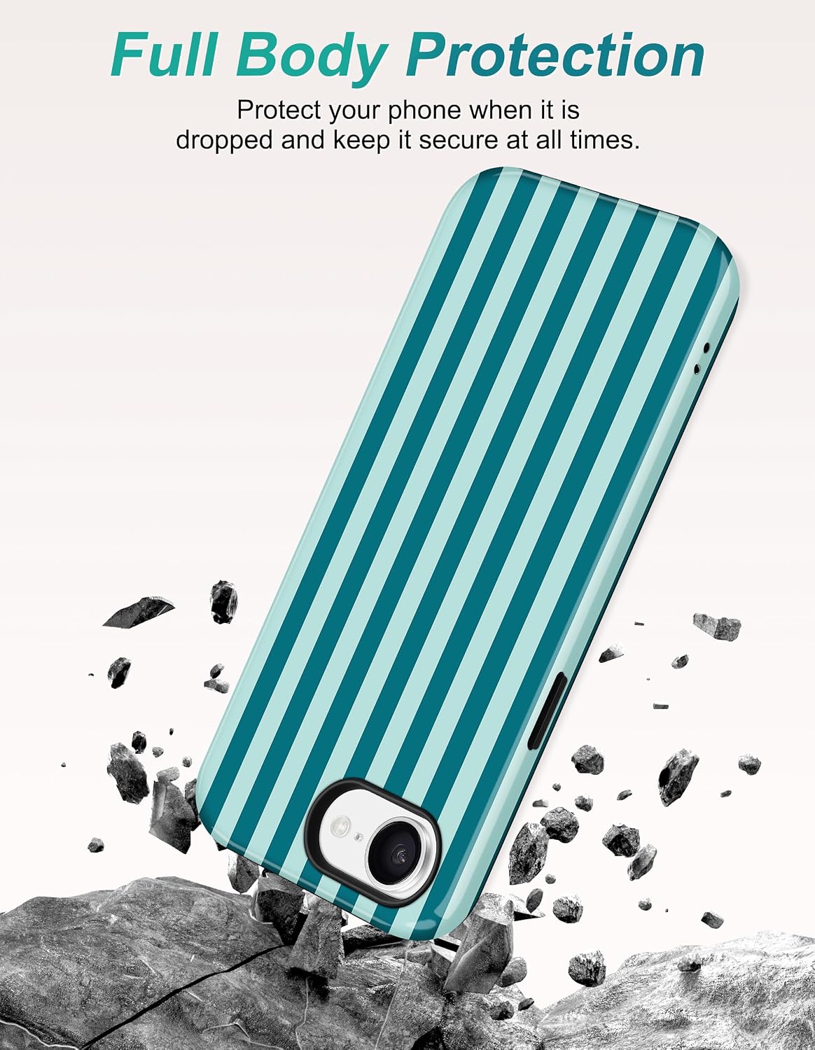 Magnetic Striped Phone Case for iPhone 15, Dark Teal image 4