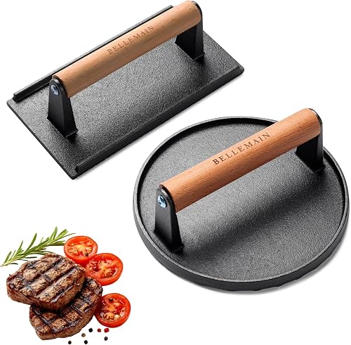 Bellemain Heavy-Duty Cast Iron Grill Press Set – Perfect Smash