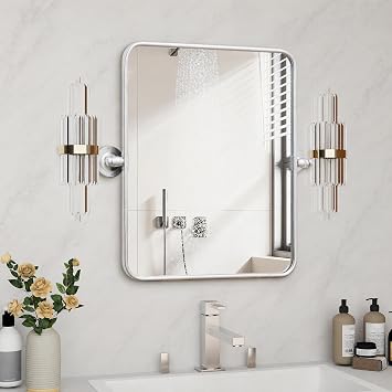 Besdomus Bathroom Pivot Wall Mirror 20"x24" Silver Vanity Tempered Mirrors