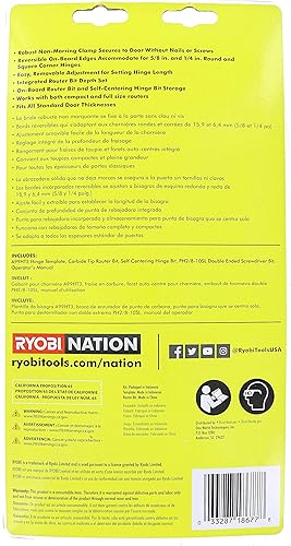 Miniatura 8 de Ryobi A99HT3 Kit de instalación de bisagra de puerta / plantilla de mortajadora con pestillo de puerta Ryobi A99LM2 para cincelado y puntuación