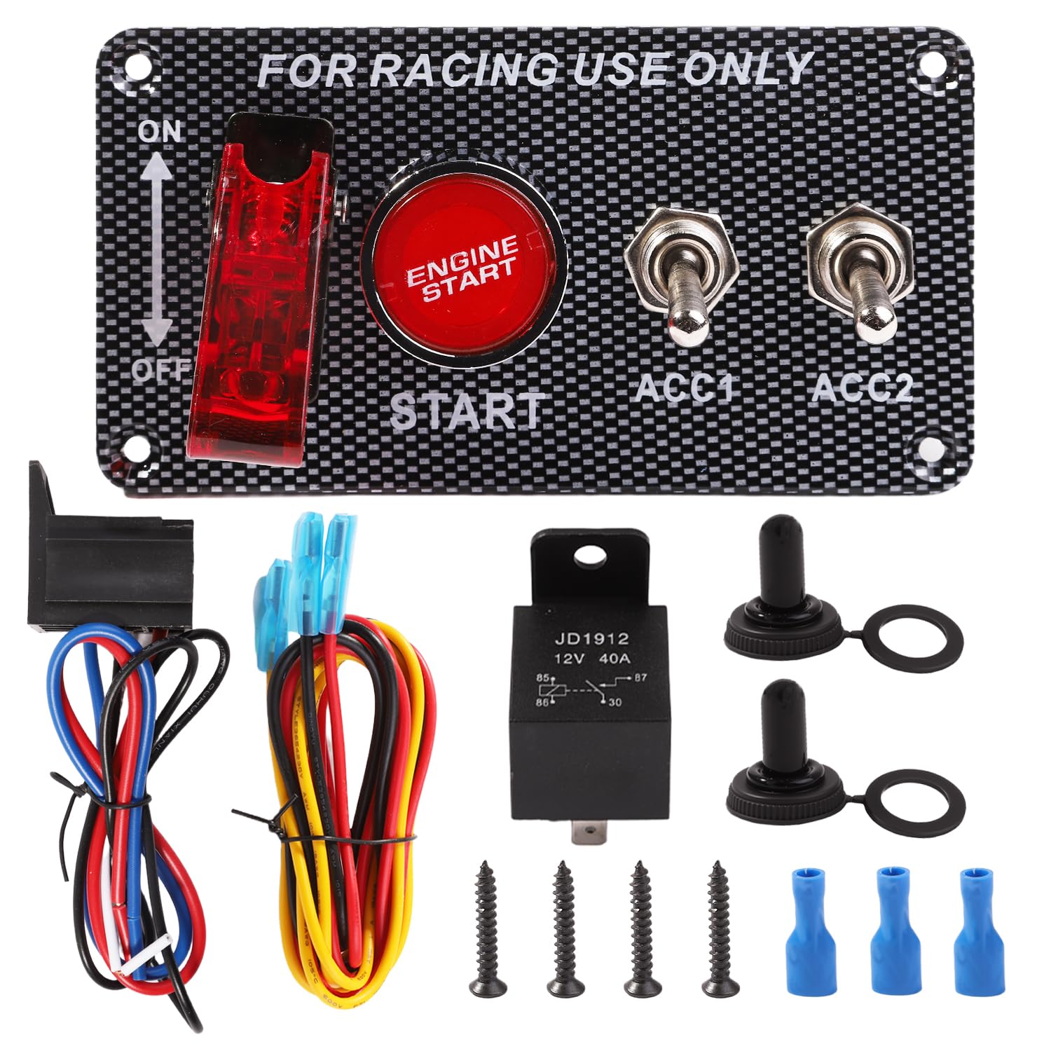 Shengbowi 4 In 1 Ignition Switch Panel 12V 40A Relay Wiring Harness LED