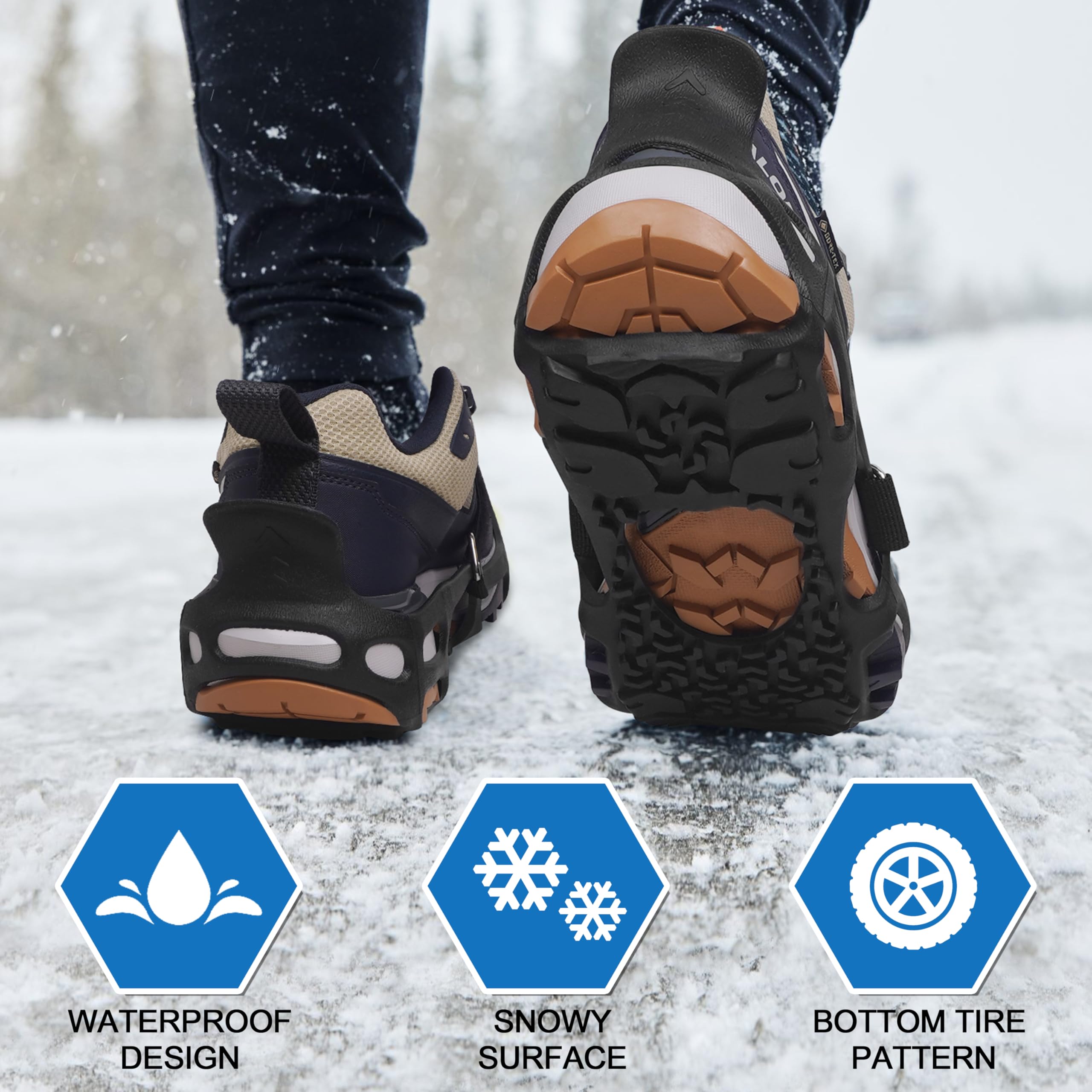 Crampons à glace antidérapants sans pointes pour chaussures et bottes d'intérieur/extérieur - Dispositifs de traction en caoutchouc