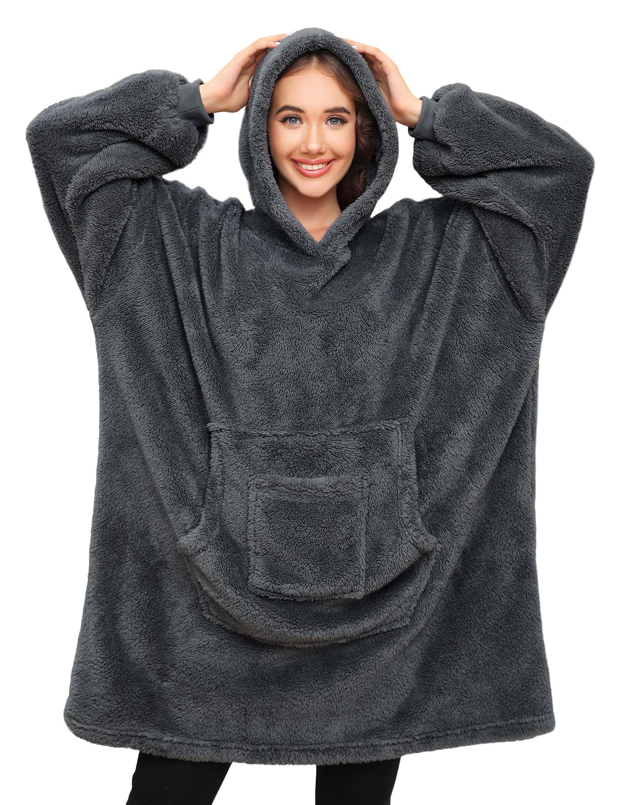 RITOSTAOversized Hoodie Blanket Sweatshirts for Women Sherpa Fleece Hoodie Snuggle Hoodie Fluffle Sweatshirt Soft Throw Giant Hooded Sweatshirt with Pocket for Women Teens,One Size