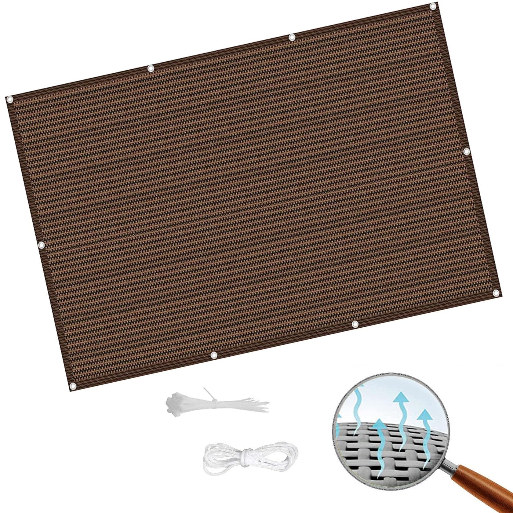 Filet brise vue pour terrasse et auvent de protection UV marron en HDPE résistant