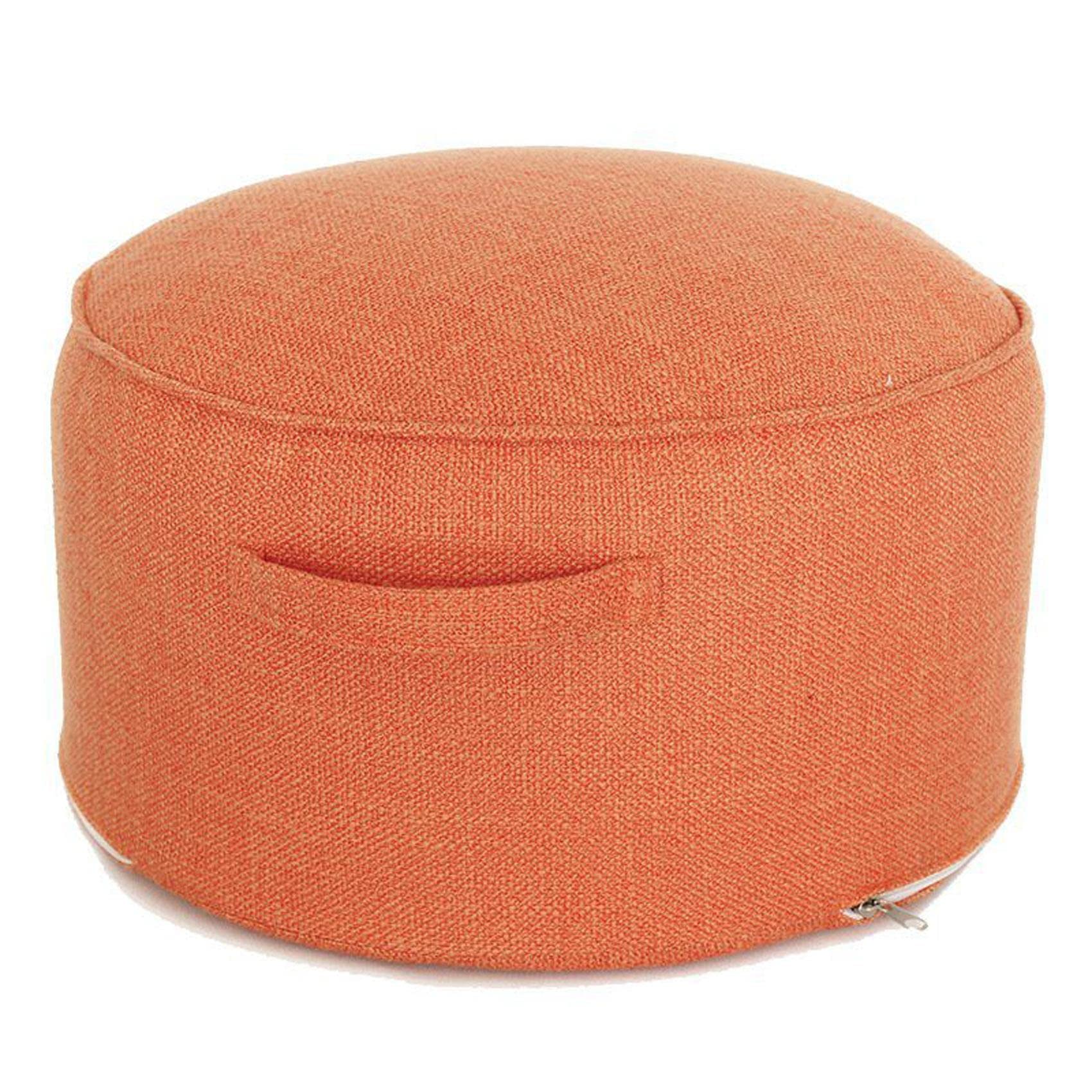 Repose-pieds salon en coton lin orange et tabouret bas confortable 40 cm