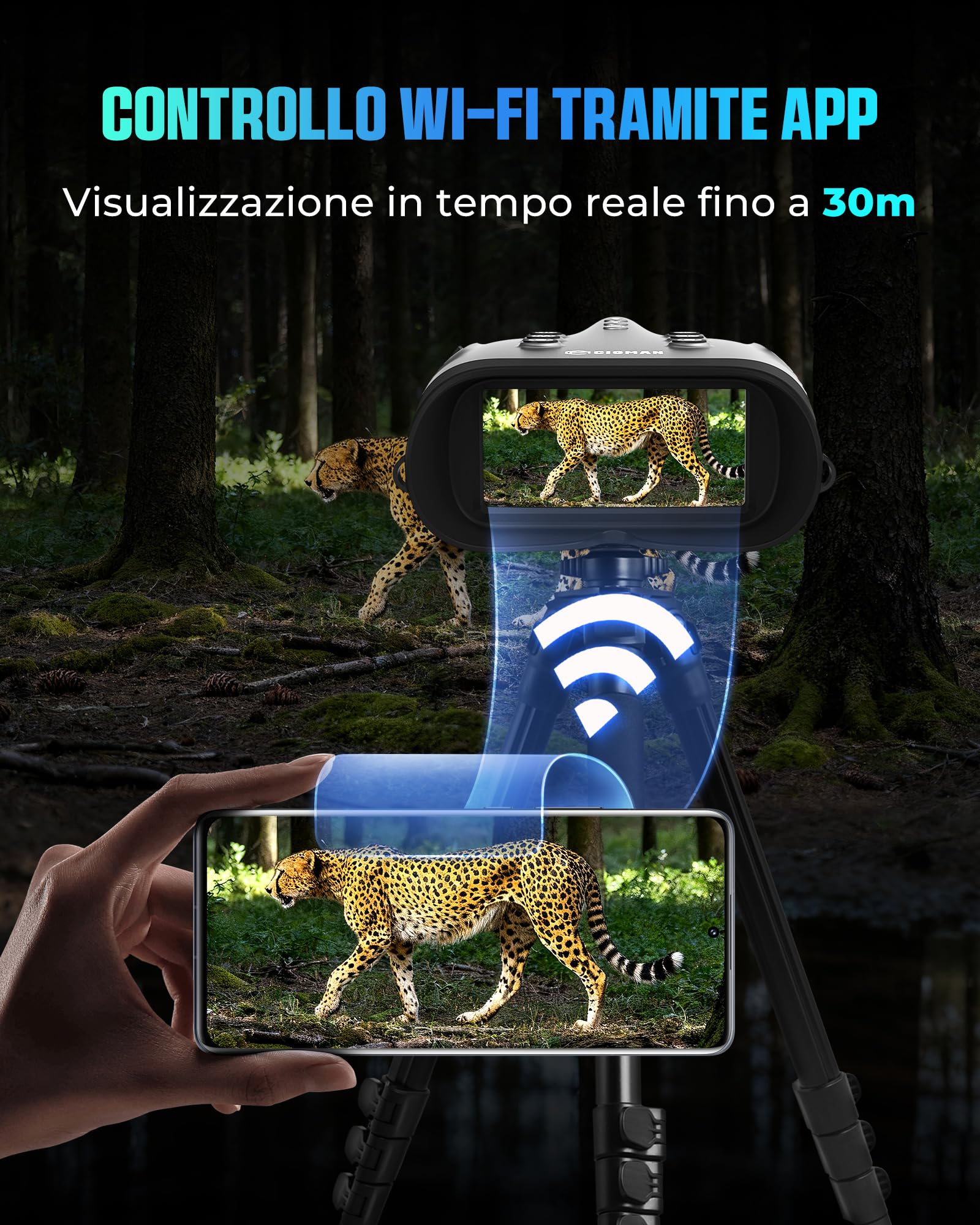 Binocolo per Visione Notturna CIGMAN Vero 4K, Occhiali a Infrarossi con Imaging a Colori in Scarsa Luce, Lenti a 7 Rivestimenti, Autonomia 18 Ore per Wildlife, Sicurezza, Avventura Outdoor