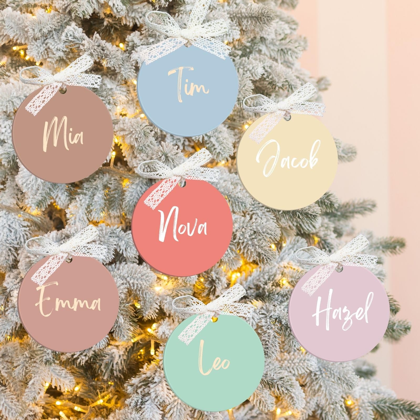 Uniqicon 14Pcs Macaron Round 3Mm Pastel Acrylic Baubles Blanks, 1/8 Inch Extra Thick Discs For Wedding Table Setting, Gift Tags, Party Décor, Christmas Ornaments
