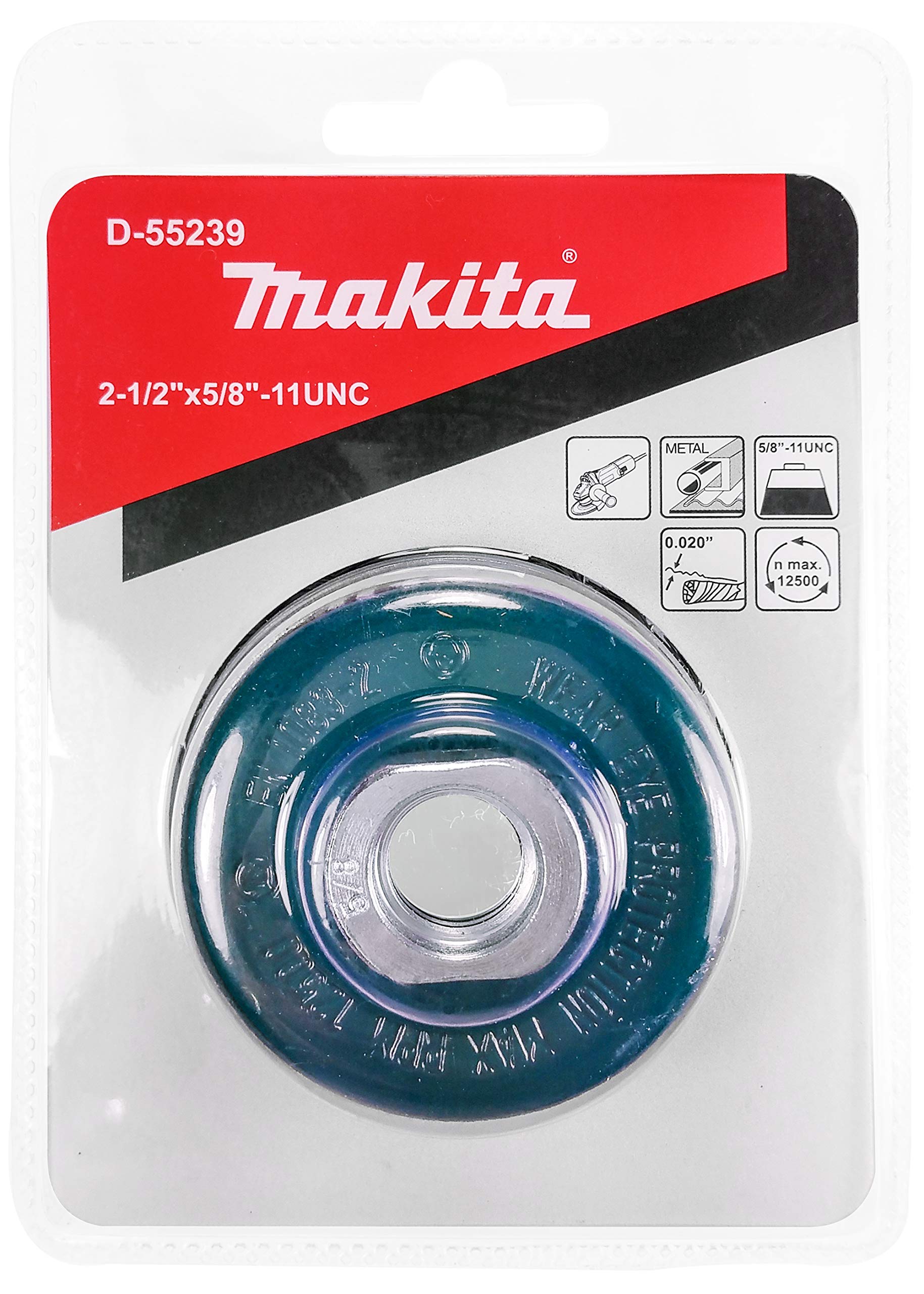 Makita 1 pezzo – Spazzola a tazza annodata per smerigliatrici – ultra resistente condizionata per metallo – 6,3 cm x 5/8 pollici | 11 UNC