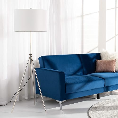 Miniatura 3 de Safavieh FLL4007B Lighting Collection Cipriana - Lámpara de pie de níquel, 0, color plateado y blanco