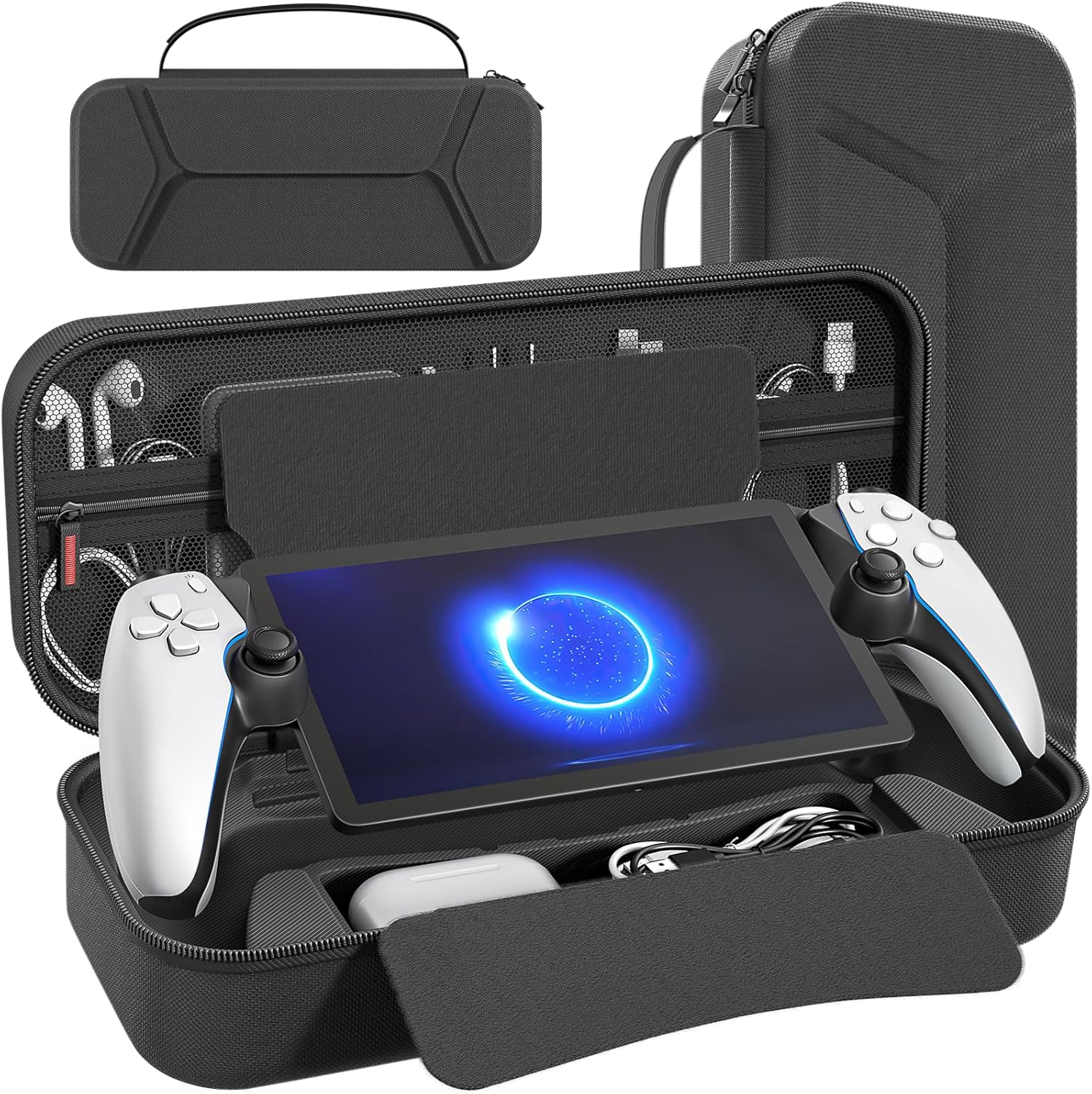 Product image of daydayup Carrying Case Compatible with PlayStation Portal Remote Player, PlayStation Portal Case with Zip Pocket, Storage Protection for Charger Adapter, Gaming Handheld Bag for PS Portal (Black)