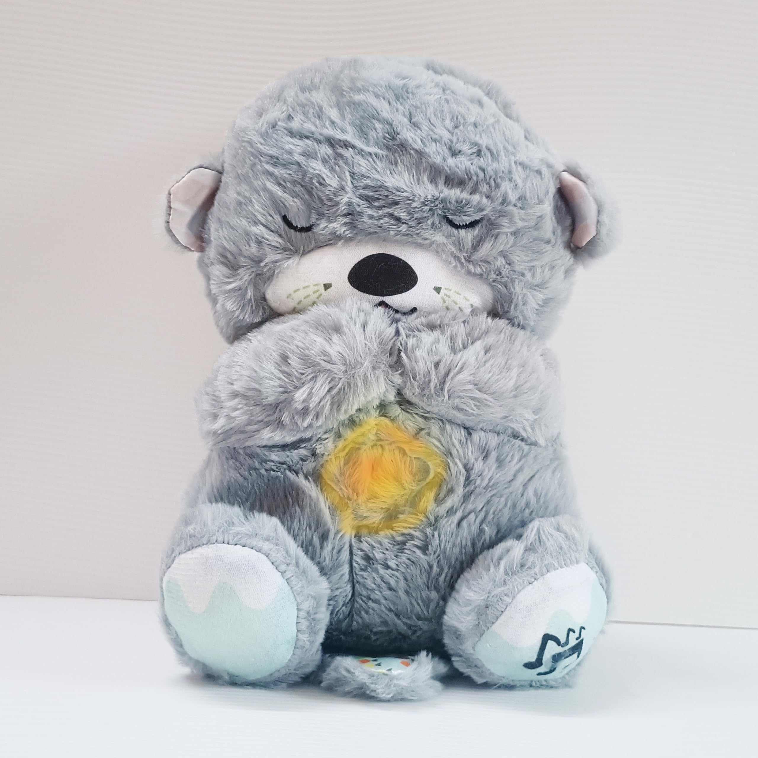 Animal Otter Plush Baby Toy with Music, Sounds, Lights and Breathing Motion | Gift for Kids | Size 30cm (Grey)