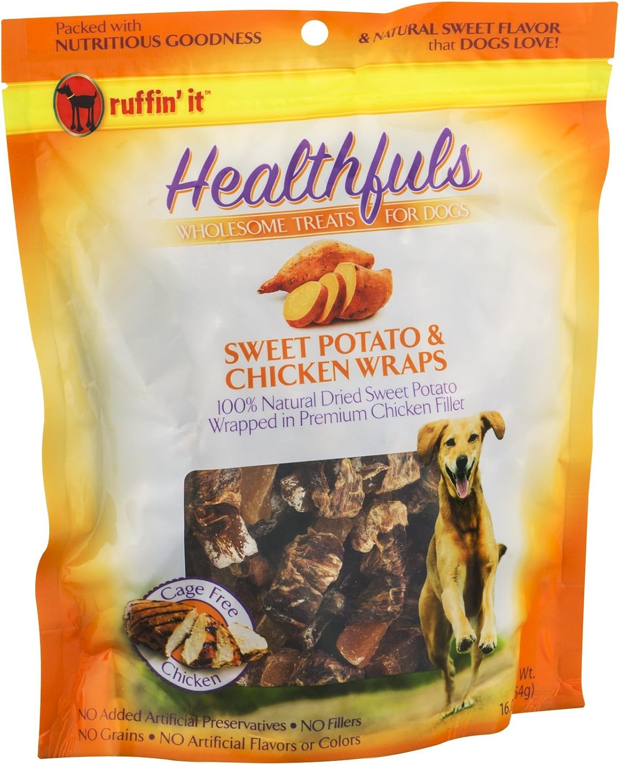 Ruffin' it Healthfuls Wholesome Treats for Dogs Sweet Potato & Chicken Wraps 16 OZ