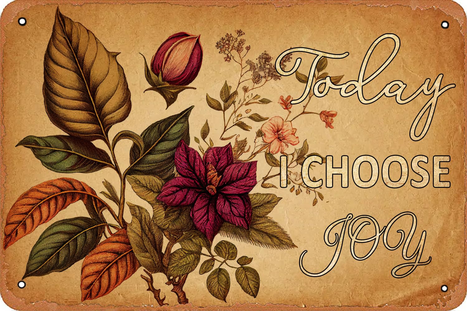 Funny Vintage Metal Signs Today I Choose Joy Tin Sign Wall Decor Funny - Retro Sign for Home Living Room Bedroom Decor Gifts - 8x12 Inch
