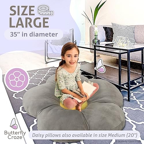 Miniatura 3 de Butterfly Craze Daisy Lounge Flower Pillow - Cojín de suelo mediano de 20 pulgadas, acogedor y elegante, solución de asiento perfecta para
