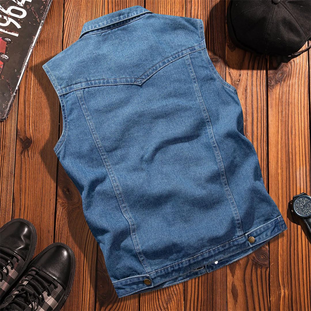 Uomo Strappato Senza Maniche Jeans Giacche Uomo Tasche Gilet Denim Gilet Cowboy Maschio Canotta
